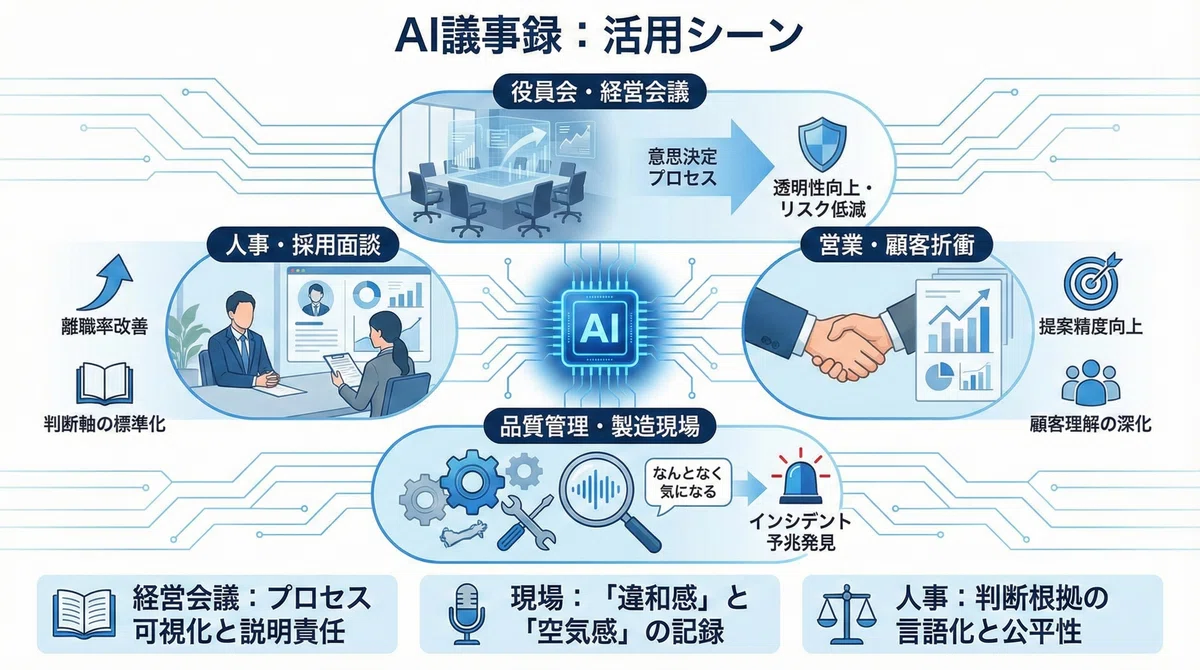 図解・AI議事録活用シーン