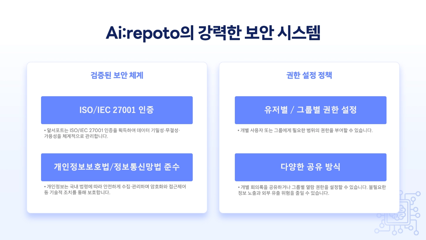 AI레포토 검증된 보안 체계 및 권한 설정 정책