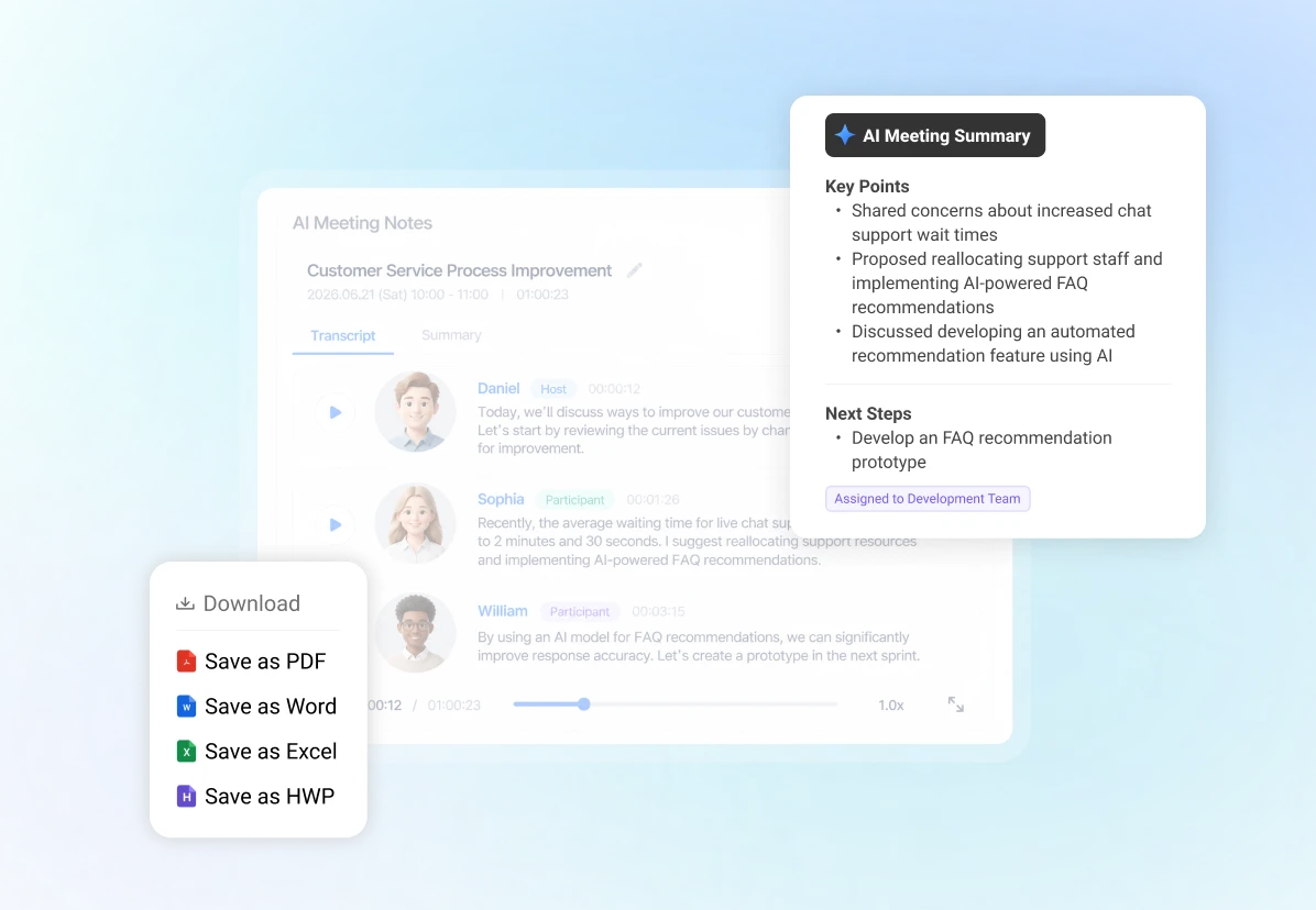Core AI meeting minutes engine built in