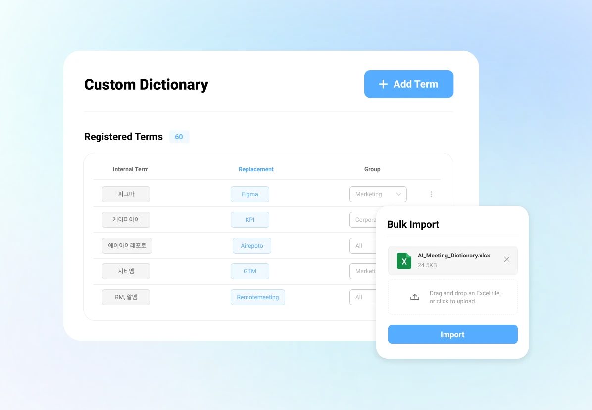 Bulk user dictionary registration